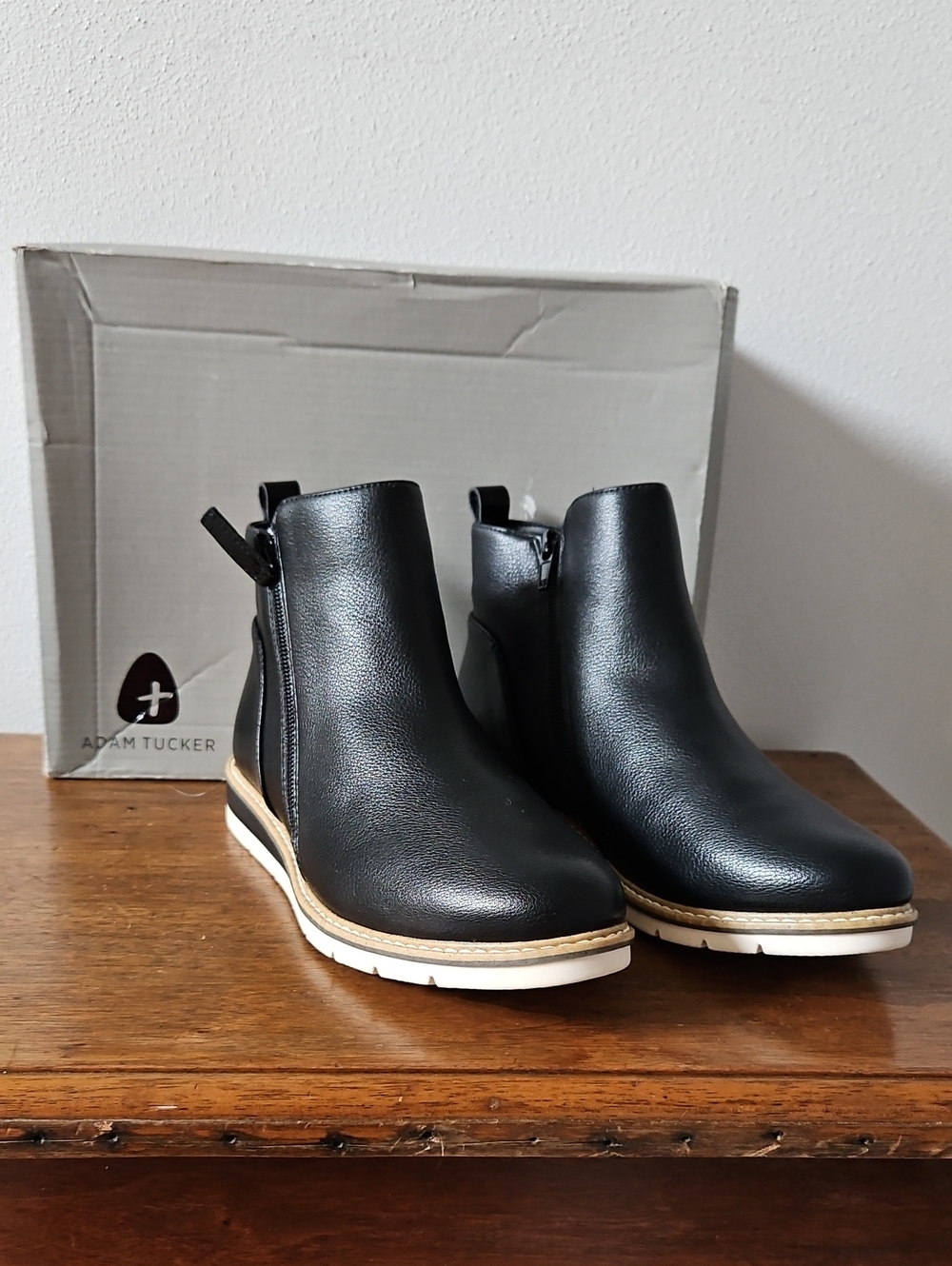 Adam Tucker Black Leather Chukka Boots with Contrast Sole